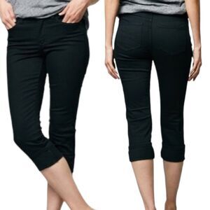 NYDJ Not Your Daughters Jeans Dayla Wide Cuff Capri Black Denim Mid Rise Size 6